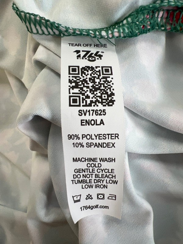 1764 Signature Men's Green/Pink Floral Enola Short Sleeve Polo Golf Shirt - M image 4