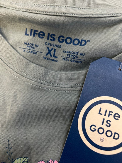 Life is Good Women's Blue Crusher Relaxed Floral Long Sleeve Shirt - XL image 3