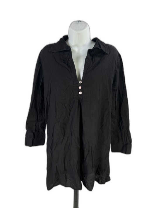 Tommy Bahama Women's Black Long Sleeve Pullover Tunic Shirt - S