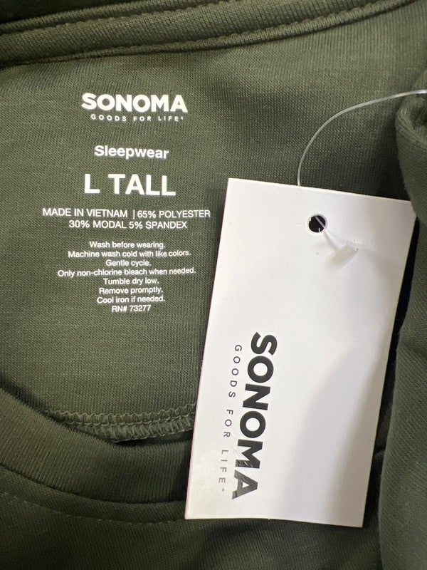 Sonoma Men’s Green Long Sleeve Lounge Sleep Shirt - L Tall image 3