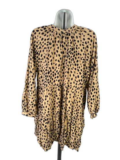 Vineyard Vines Women's Black/Tan Cheetah Print Long Sleeve Mini Dress - L image 2
