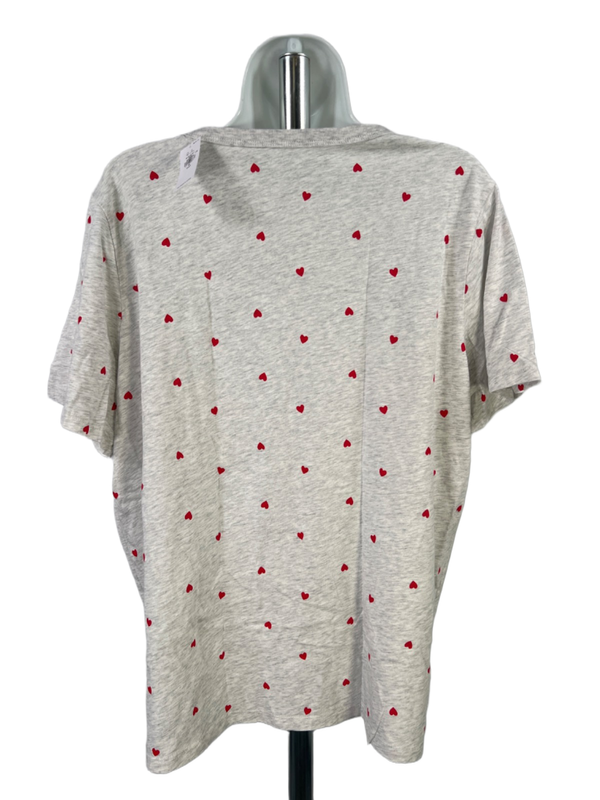 Old Navy Women's Gray/Red Everywear Heart Print Short Sleeve Tee Shirt - XL Tall image 2