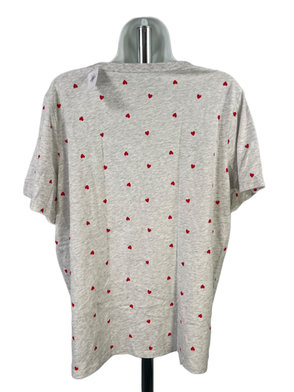 Old Navy Women's Gray/Red Everywear Heart Print Short Sleeve Tee Shirt - XL Tall image 2