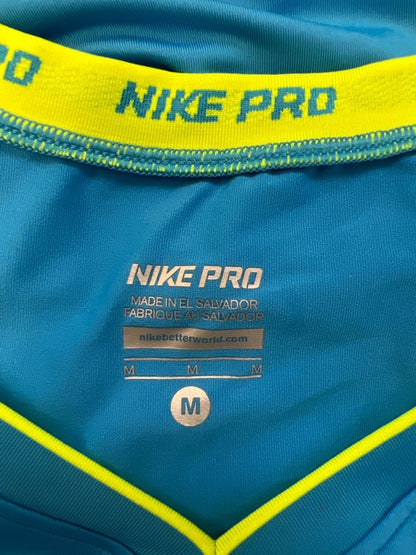 Nike Women's Blue Short Sleeve Pro Fitted V-Neck Athletic T-Shirt - M image 3