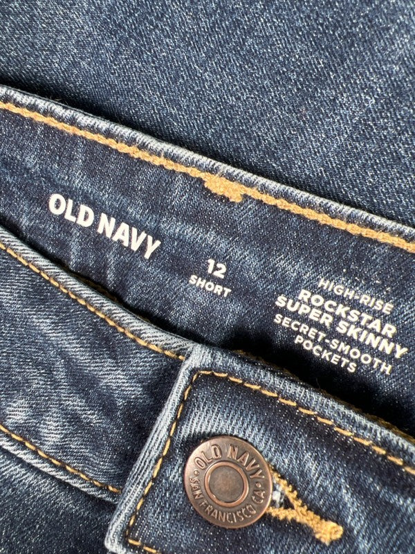 Old Navy Women's Dark Wash Rockstar Super Skinny High Rise Jeans - 12 Short image 3