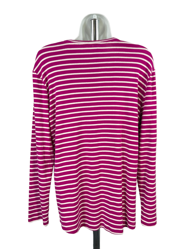 Chico's Women's Purple/White Striped Cotton Long Sleeve Tee Shirt - 3/US XL image 2
