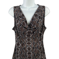 Calvin Klein Women's Brown/Black Snake Print Sleeveless Drape Front Tank Top - S