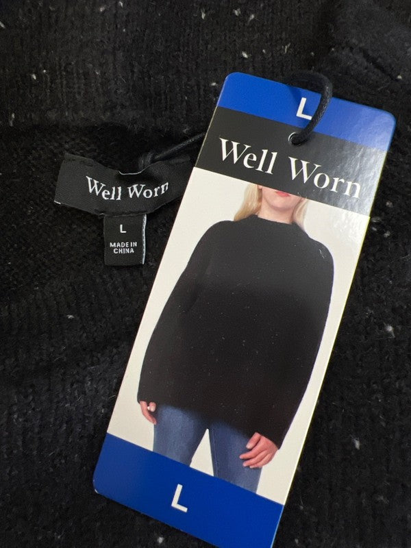 Well Worn Women's Black Speckled Long Sleeve Sweater - L image 3