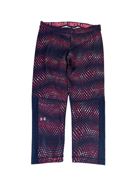 Under Armour Women's Blue/Pink Heatgear Compression Capri Athletic Leggings - L