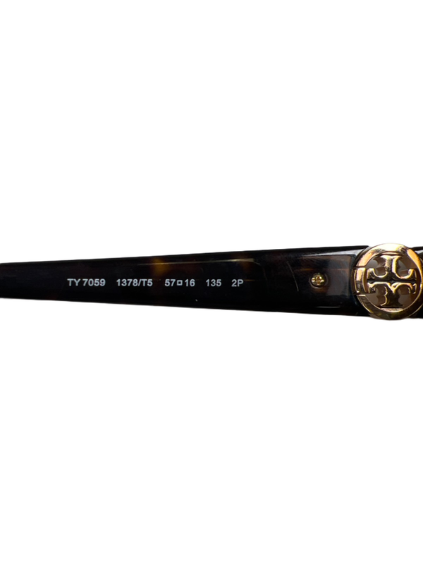 Tory Burch Women's Black Tortoise Frame Gold Logo Sunglasses W/ Case image 7