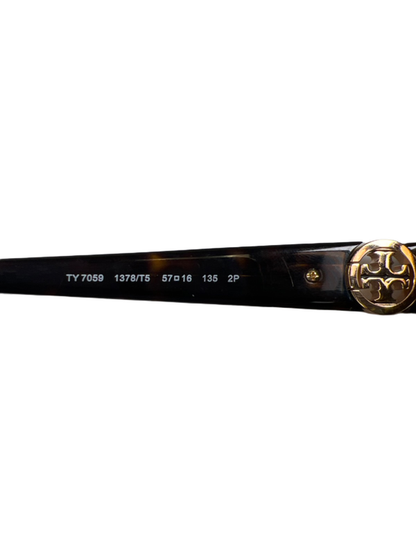 Tory Burch Women's Black Tortoise Frame Gold Logo Sunglasses W/ Case image 7
