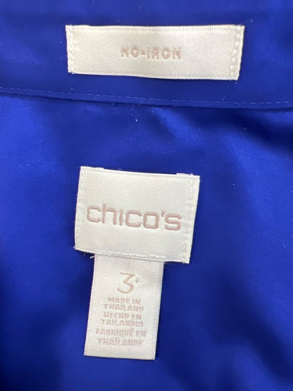 Chico's Women's Blue Long Sleeve Button Up Blouse - 3/US XL image 3