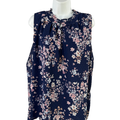 Gibsonlook Women's Blue Floral Textured Ruffle Trim Sleeveless Blouse - XXL