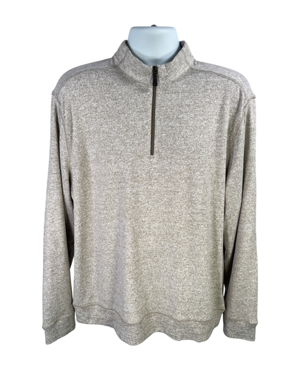 Greg Norman Men's Beige Heather Quarter Zip Sweatshirt - L