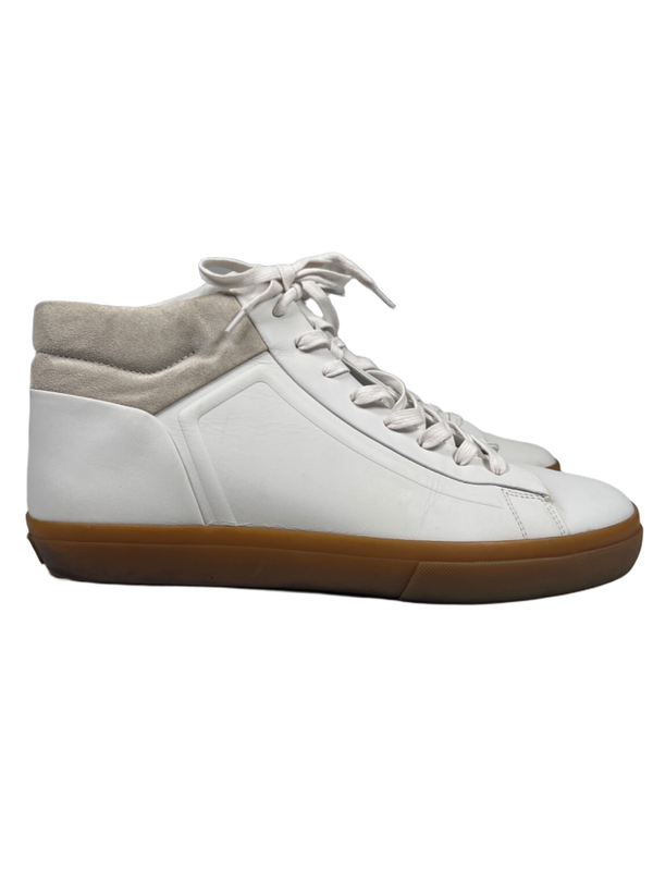 Vince Men's White/Ivory Fynn Glove Suede Accent Mid Top Sneakers - 13
