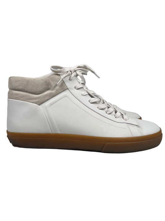 Vince Men's White/Ivory Fynn Glove Suede Accent Mid Top Sneakers - 13