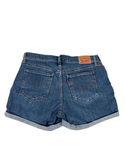 Levi's Women's Medium Wash Distressed Mid Length Cuffed Denim Shorts - 30 image 2