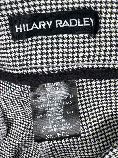 Hilary Radley Women's Black/White Houndstooth Slim Mid Rise Pull On Pants - XXL image 3