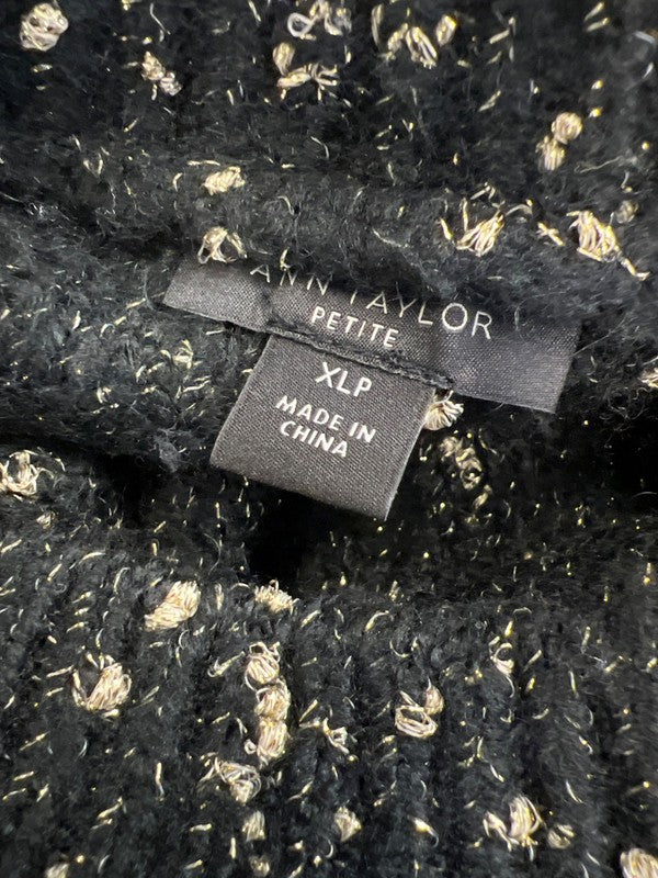 Ann Taylor Women’s Black/Gold Metallic Long Sleeve Sweater Dress - XL Petite image 3