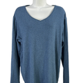 Chico's Women's Blue Cotton V Neck Long Sleeve Tee Shirt - 3/US XL