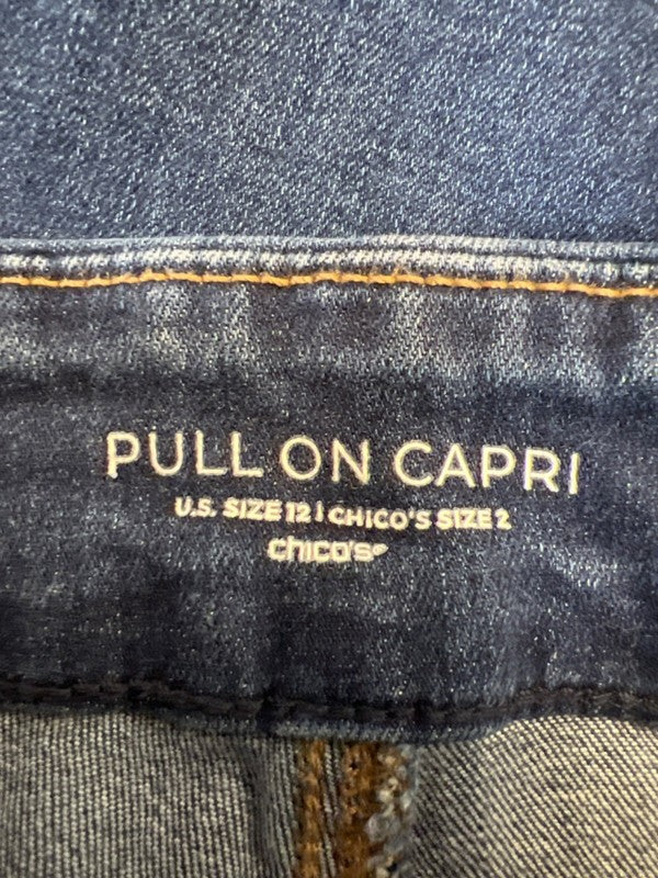 Chico's Women's Dark Wash Pull On Denim Capri Jeans - 2/US 12 image 3