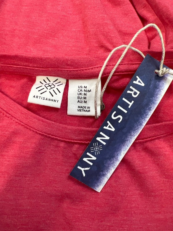 Artisan NY Women's Pink/Coral Short Cinch Sleeve T-Shirt  Dress - M image 3