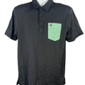 Travis Mathew Men's Black/Green Chive Golf Short Sleeve Polo Shirt - L