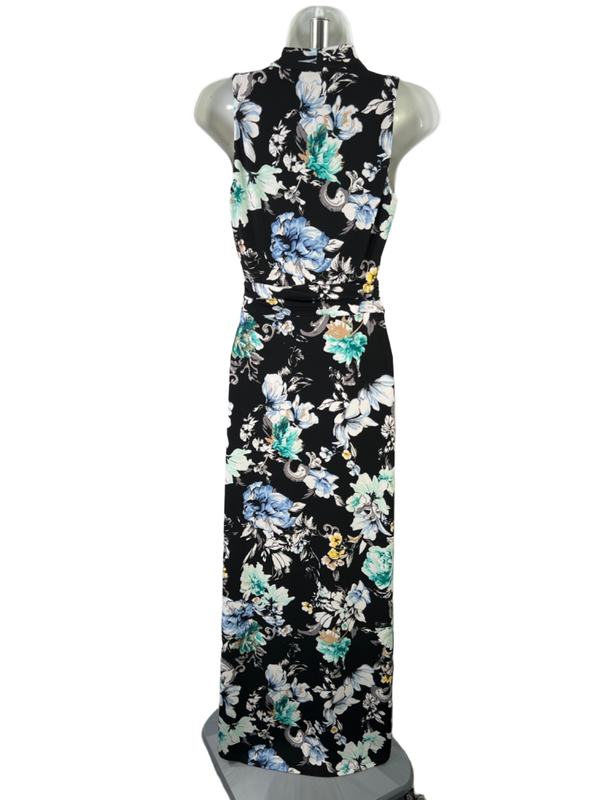 White House Black Market Women's Black/Blue Floral Sleeveless Maxi Dress - XXS image 2