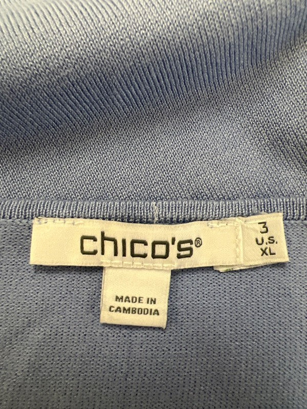 Chico's Women's Blue V Neck Long Studded Sleeve Sweater - 3/US XL image 3