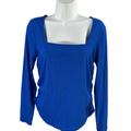 Old Navy Women's Blue Long Sleeve Luxe Crop Shirred Top - M