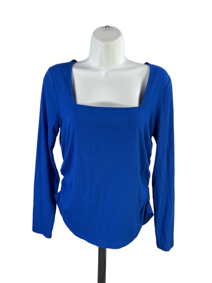 Old Navy Women's Blue Long Sleeve Luxe Crop Shirred Top - M
