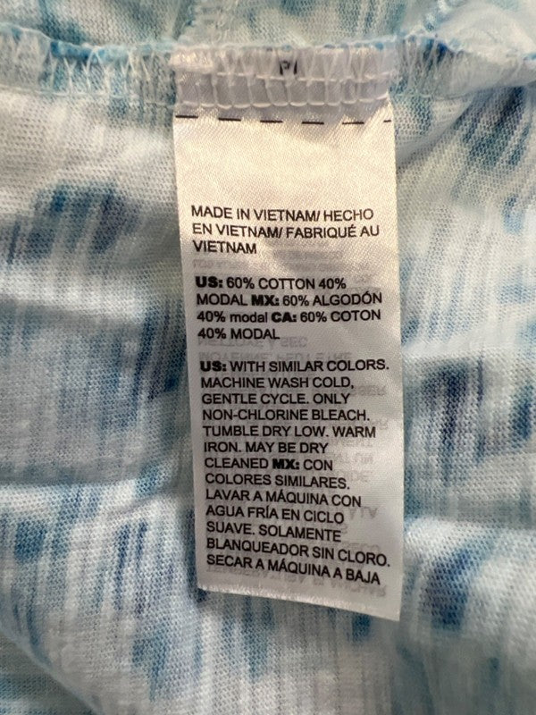 Chico's Women's Blue/White Tie-Dye Scoop Neck Layered 3/4 Sleeve Shirt - 2/US L image 4