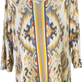 Chico’s Zenergy Women’s Yellow/White 3/4 Sleeve V-Neck Shirt - 1/US 8