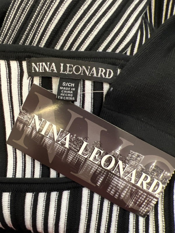 Nina Leonard Women's Black/White Striped 3/4 Sleeve Sweater Dress - S image 3