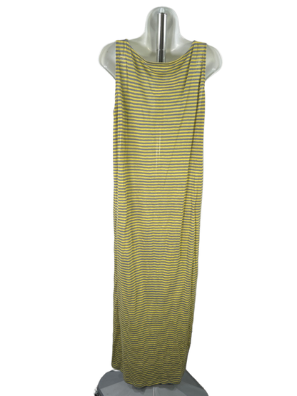 Eileen Fisher Women's Yellow/Gray Striped Linen Sleeveless Maxi Tank Dress - M image 2