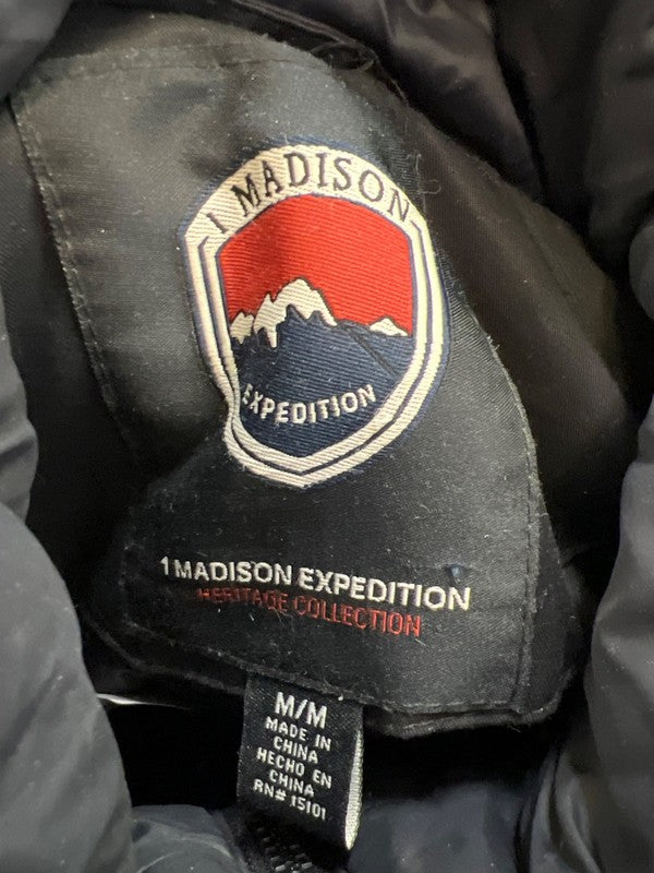 1 Madison Expedition Womens Black Double Zip Insulated Heritage Parka Jacket - M