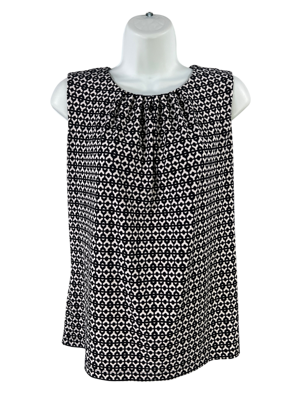 Calvin Klein Women's Black/White Sleeveless Blouse - M