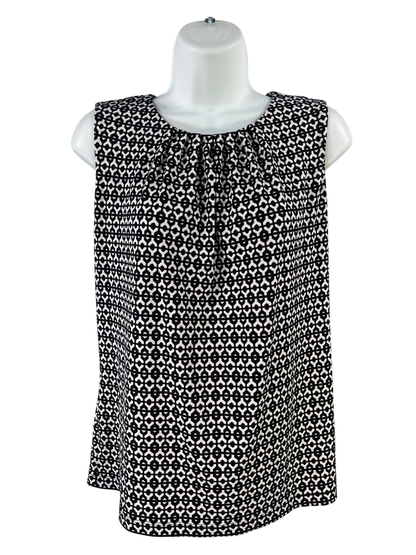 Calvin Klein Women's Black/White Sleeveless Blouse - M