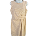 Loft Women's Beige/Tan Striped Textured Faux Wrap Sleeveless Mini Dress - S