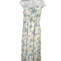 Mine Women's White/Blue Floral A-Line Tiered Lace Sleeveless Maxi Dress - M