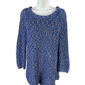 Talbots Women's Blue 3/4 Sleeve Open Knit Pullover Sweater - M
