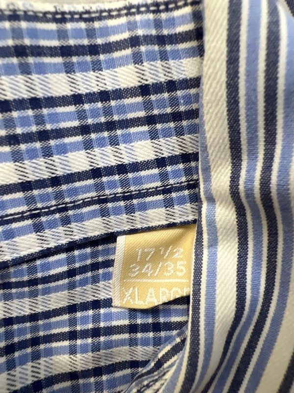 Michael Kors Men's Blue/White Striped Cotton Long Sleeve Button Up Shirt - XL image 4