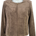 Calvin Klein Women’s Gray Faux Sude Long Sleeve Full Zip Basic Jacket - 2