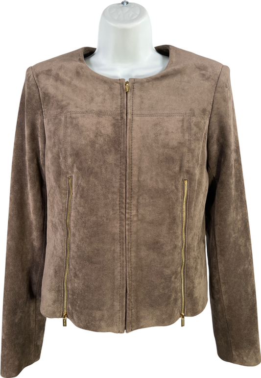 Calvin Klein Women’s Gray Faux Sude Long Sleeve Full Zip Basic Jacket - 2