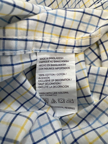 IZOD Men's Blue/Yellow Plaid Short Sleeve Button Up Shirt - L image 4
