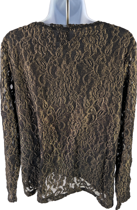 Chico’s Women’s Black & Gold Foil Lace Top - 1/US 8 image 2