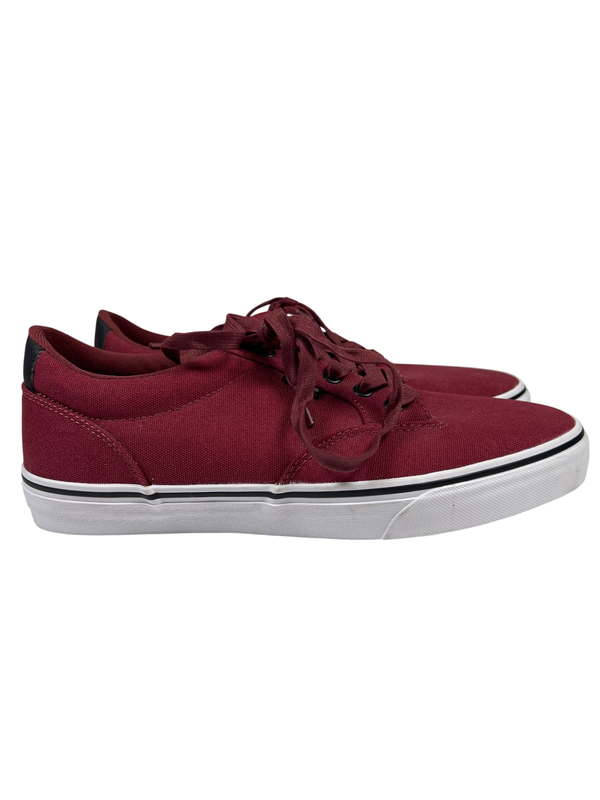 Vans Men's Burgundy/Red Lace Up Low Top Canvas Sneakers - 10