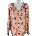 C and C California Women's Pink Floral Long Sleeve Blouse - L