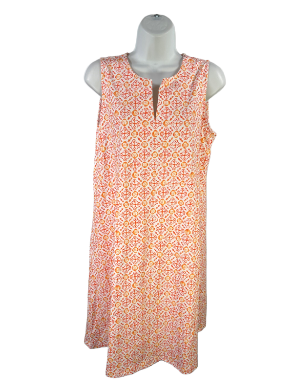 J McLaughlin Women's White/Orange Ellison Sleeveless Midi Dress - L