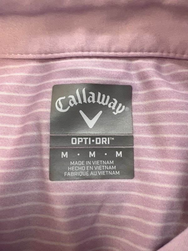 Callaway Men's Light Purple Sriped Short Sleeve Opti Dri Golf Polo Shirt - M image 3